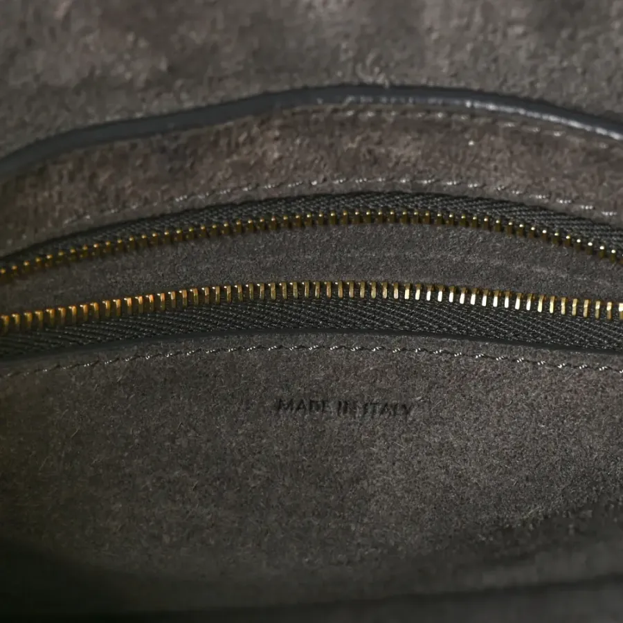 Celine Small Sangle Bucket Bag Kohl Soft Grained Calfskin Leather Gold Hardware