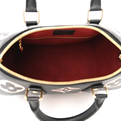 Louis Vuitton Speedy Bandouliere 25 Black/Beige Giant Monogram Empreinte Leather Gold Hardware