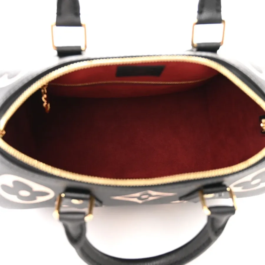 Louis Vuitton Speedy Bandouliere 25 Black/Beige Giant Monogram Empreinte Leather Gold Hardware