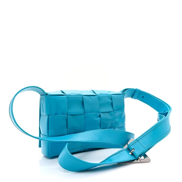 Bottega Veneta Small Maxi Intreccio Cassette Crossbody Bag Pool Paper Calfskin Leather - Image 3