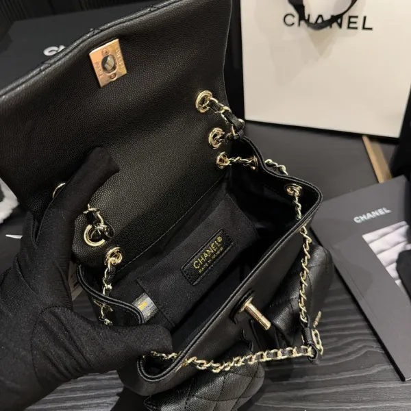 Chanel Red / Green / Silver /Purple / Milk Tea Color / Black Quilted  Caviar Leather Backpacks - Image 7