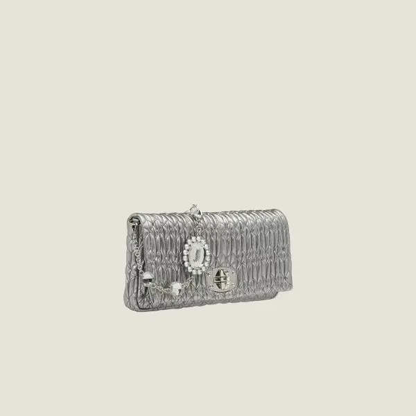 Miu Miu Quilted Lambskin Leather Silver Evening Bags - Image 3