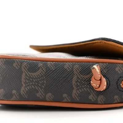 Celine Mini Triangle Crossbody Bag Tan Triomphe Canvas Gold Hardware