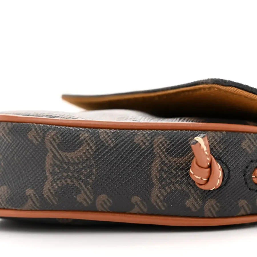 Celine Mini Triangle Crossbody Bag Tan Triomphe Canvas Gold Hardware