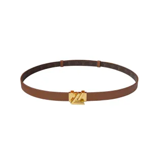 Louis Vuitton Women's GO-14 Adjustable Belt In Black/Brown/White Calfskin And Monogram Canvas With Gold/Silver Hardware 20mm