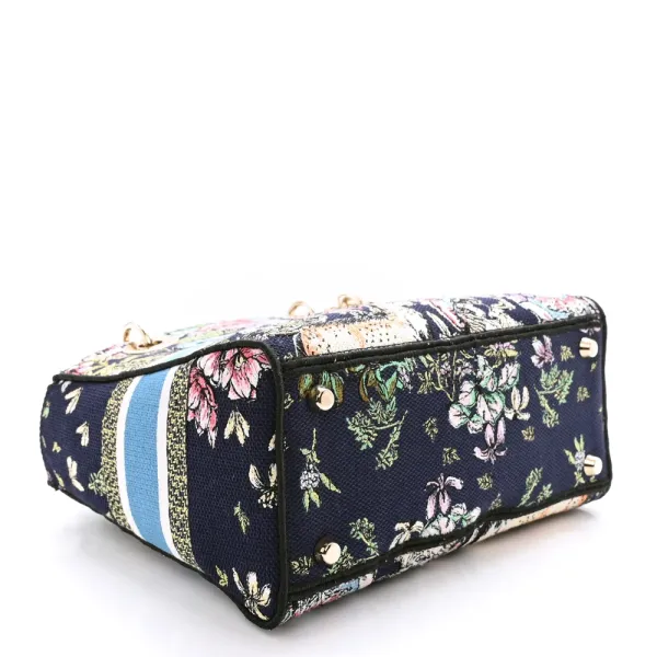 Dior Medium D-Constellation Lady D-Lite Blue Multicolor Embroidered Canvas Gold Hardware - Image 6