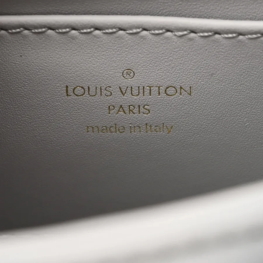 Louis Vuitton Malletage Top Handle GO-14 MM Ecume Grey Lambskin Leather Gold Hardware