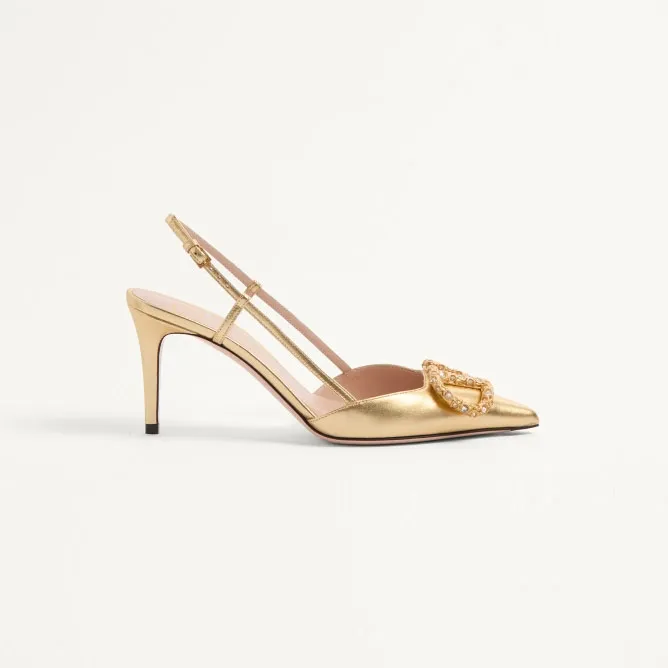 VALENTINO Sheepskin heels with back trim (8cm high heel)