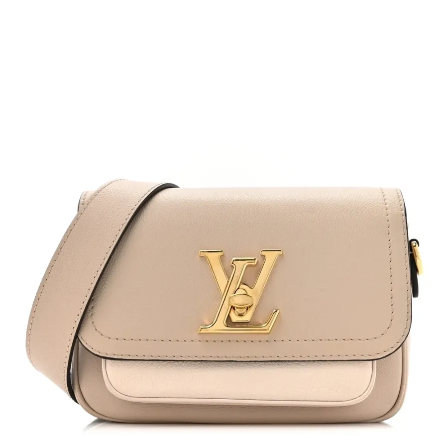 Louis Vuitton Lockme Tender Greige Grained Calfskin Leather Gold Hardware