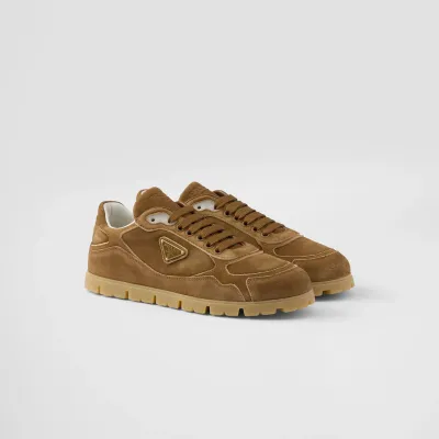 PRADA Faded suede leather sneakers