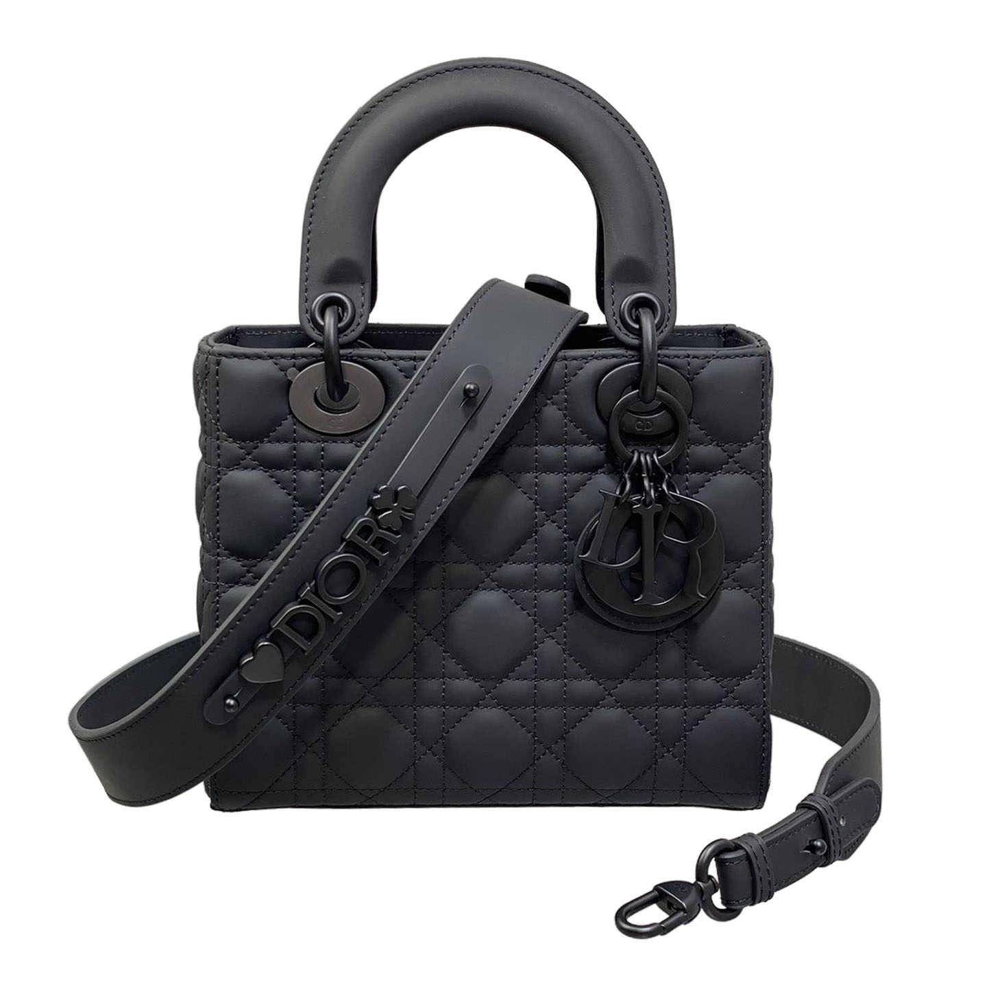 Dior Small My ABCDior Lady Dior Preto Ultramatte Pele de Bezerro Cannage Hardware Preto Fosco