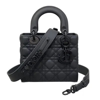 Dior Small My ABCDior Lady Dior Black Ultramatte Cannage Calfskin Leather Matte Black Hardware