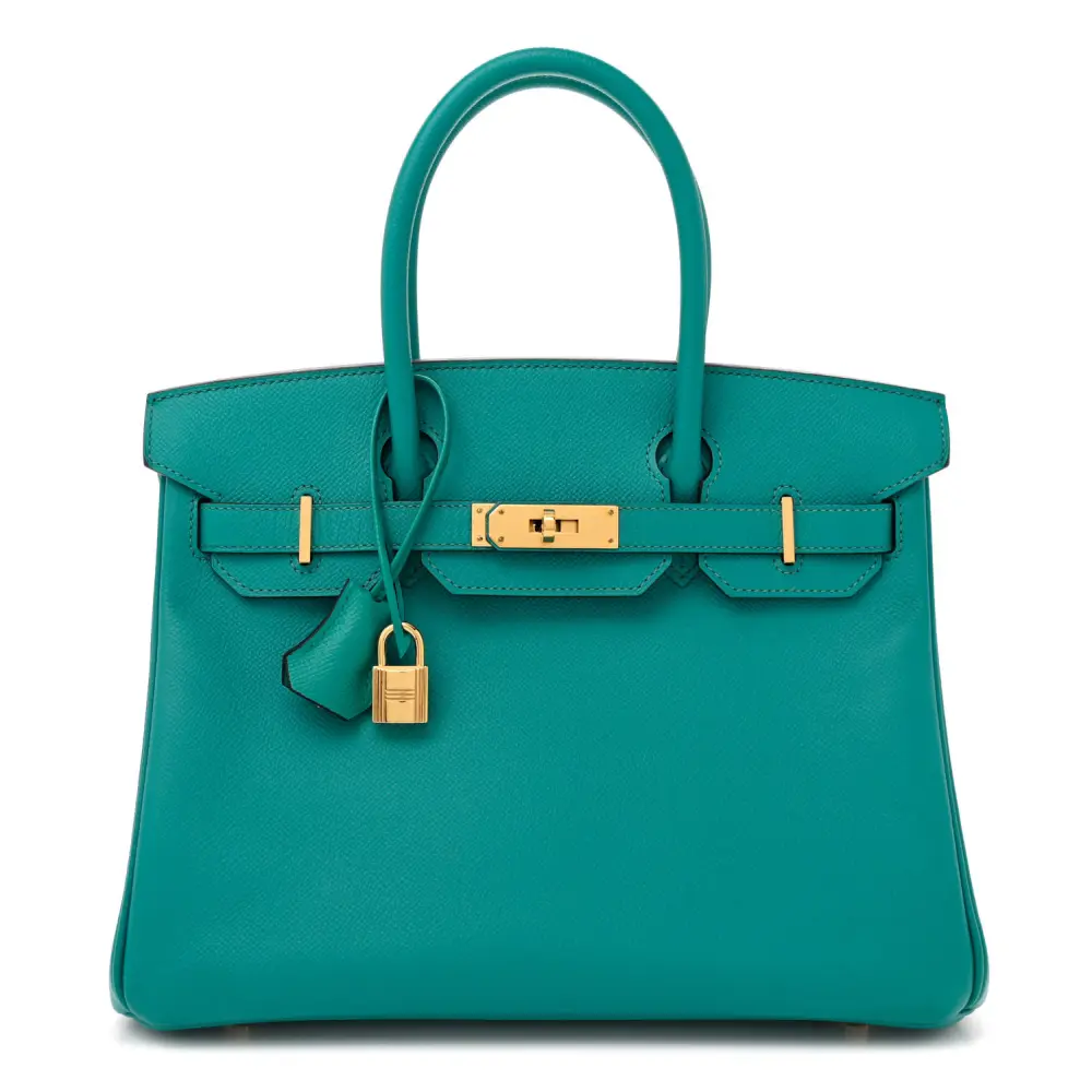 Hermès Birkin 30 Bleu Paon Couro Epsom Hardware Dourado