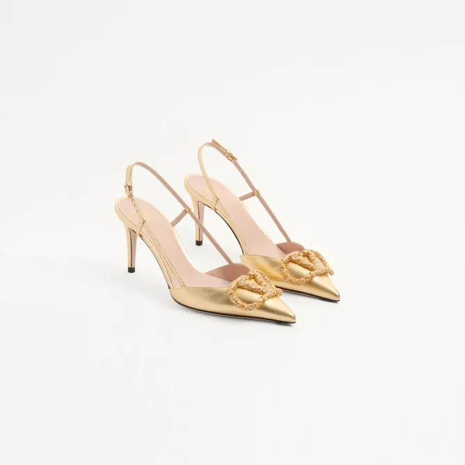 VALENTINO Sheepskin heels with back trim (8cm high heel)