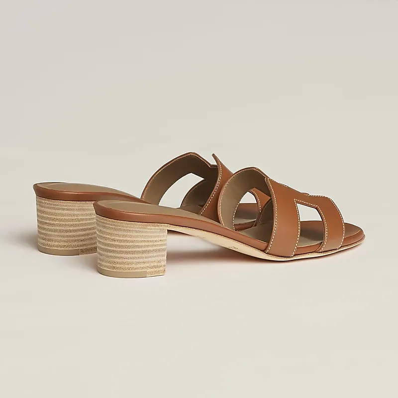 HERMES Oasis Slippers High-heeled slippers Brown High Heels Sandal