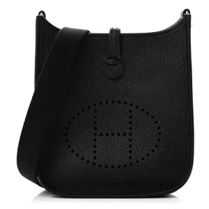 Hermès Evelyne TPM Black Taurillon Clemence Leather Silver Hardware