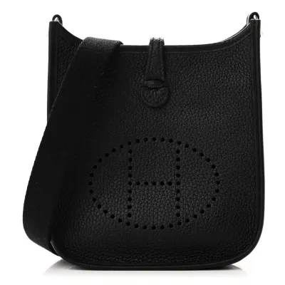 Hermès Evelyne TPM Black Taurillon Clemence Leather Silver Hardware