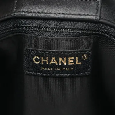 Chanel Classic Shopping Tote Large Black Quilted Calfskin Leather Gold Hardware