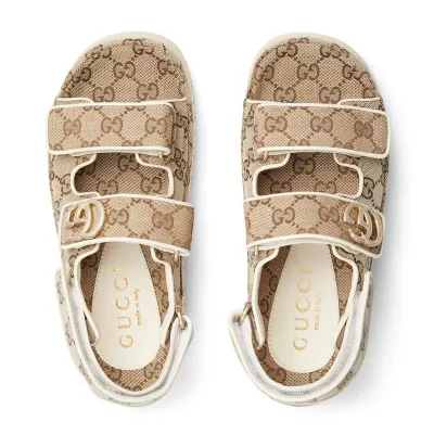 Gucci Wooden color Double G Round Head Platform Sandals