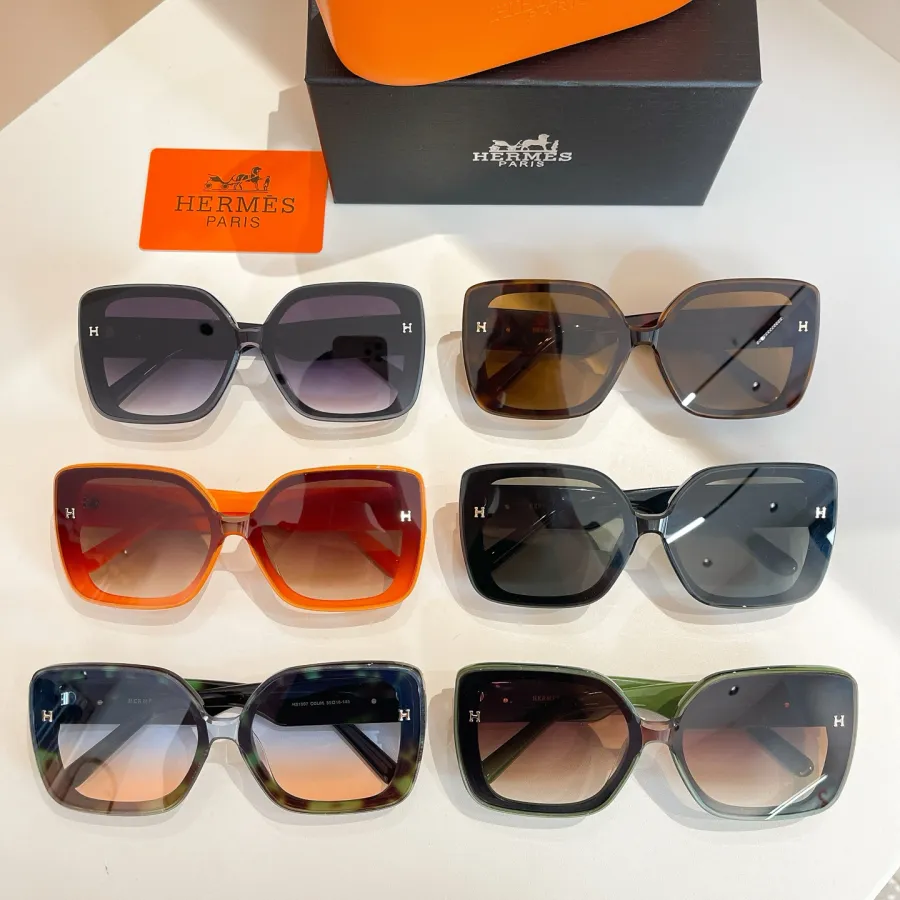 Hermès square frame glasses orange/green/brown leopard/green leopard/black gold/black silver color Size 62口14-147