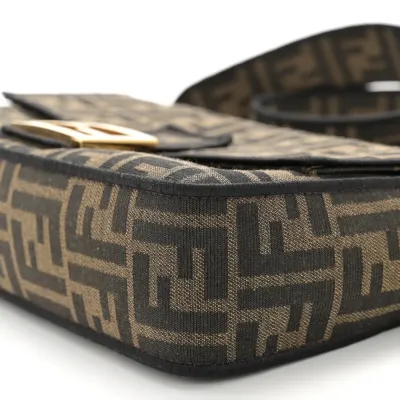 Fendi Medium FF 1974 Baguette Tobacco/Moro/Black Jacquard Fabric Gold Hardware