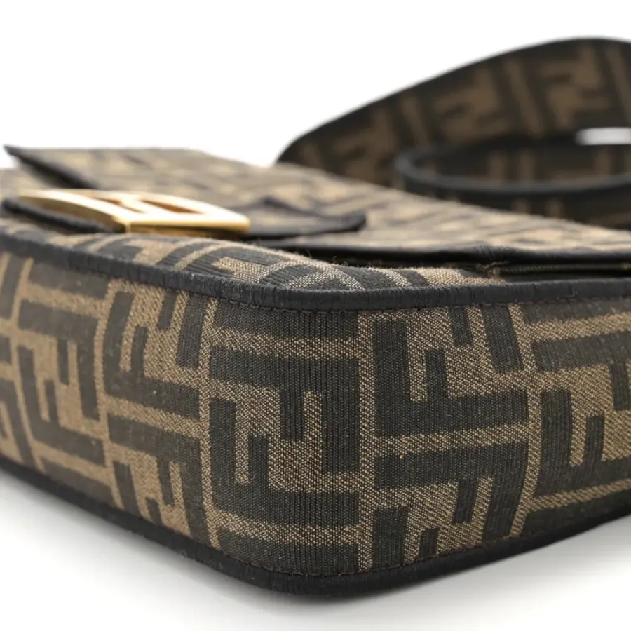 Fendi Medium FF 1974 Baguette Tobacco/Moro/Black Jacquard Fabric Gold Hardware