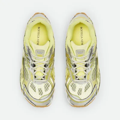 Bottega Veneta Orbit Sneakers In Yellow/Silver Technical Fabric And Mesh Lace-Up Sneaker