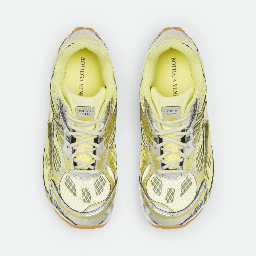 Bottega Veneta Orbit Sneakers In Yellow/Silver Technical Fabric And Mesh Lace-Up Sneaker