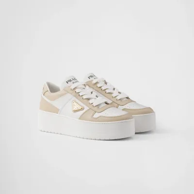 PRADA White and desert  leather sneakers