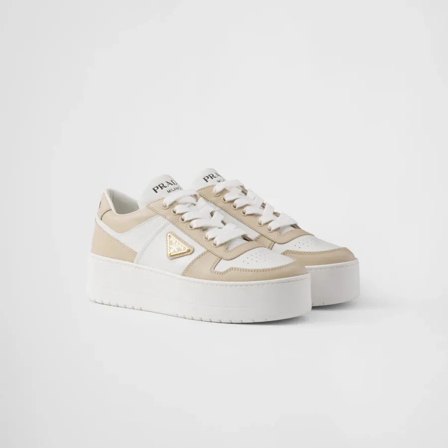 PRADA White and desert  leather sneakers