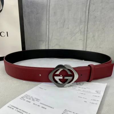 Gucci Men's Double G Buckle Belt In Brown/Red/Black/Beige Calfskin With Gold/Silver Hardware 40mm