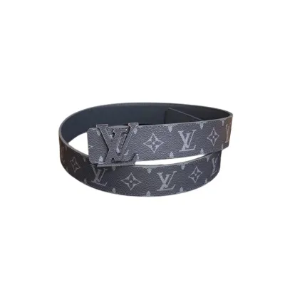 Louis Vuitton Men's LV Buckle Belt In Grey Monogram Canvas With Black/Silver Hardware 40mm