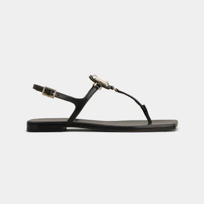 Roger Vivier Viv' By The Sea Sandals In Black Leather With Metal Buckle