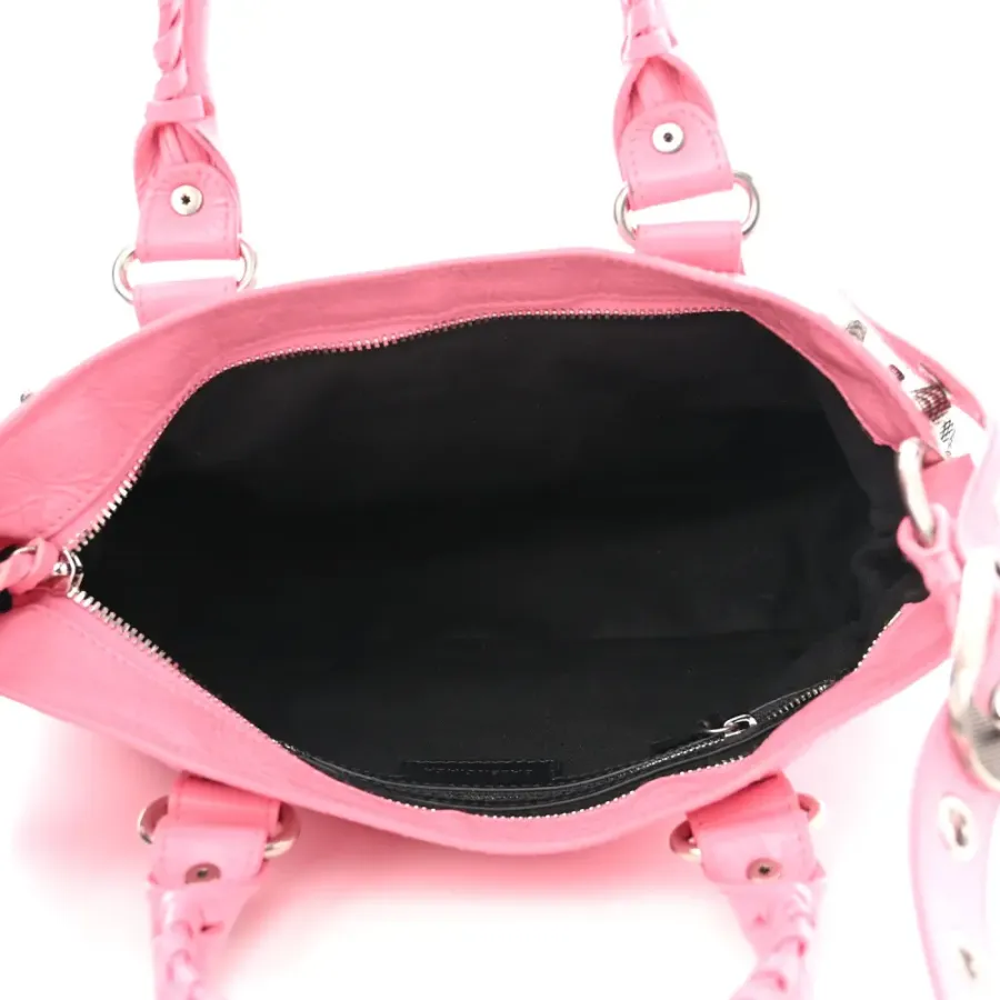 Balenciaga Mini Neo Cagole Shoulder Bag Candy Pink Agneau Arena Leather Silver Hardware