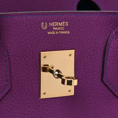 Hermès Horseshoe Birkin 30 Anemone / Bleu Electrique Togo Leather Gold Hardware