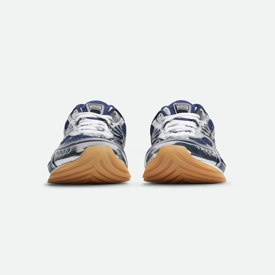 Bottega Veneta Orbit Sneakers In Silver/Dark Blue Technical Fabric And Mesh Lace-Up Sneaker