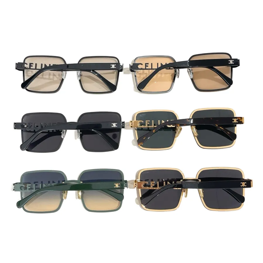 Celine square frame glasses black gold/transparent black/black/leopard black/black green color Size 60口14-140