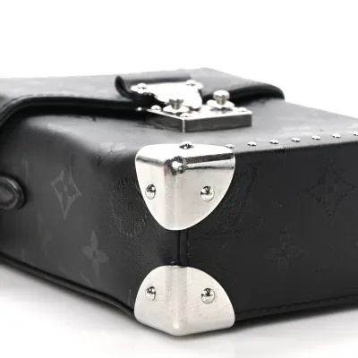 Louis Vuitton Print Camera Box PM Black Monogram Calfskin Leather Silver Hardware