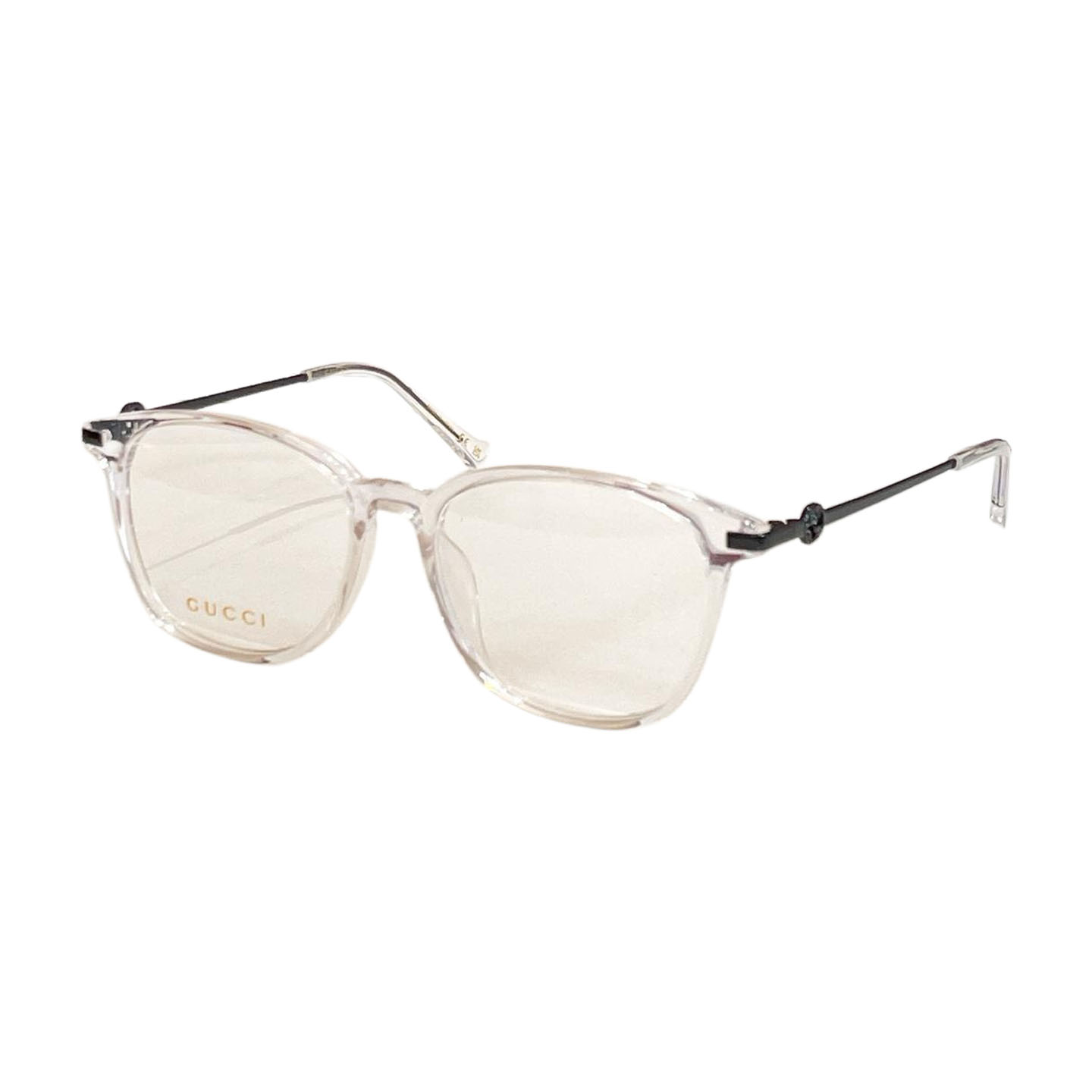 Óculos Gucci Wayfarer cor prata/preto/leopardo/fulvo lente transparente Tamanho 53口17-145