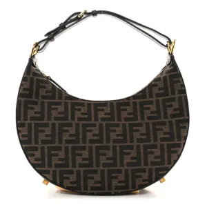 Fendi Small FF 1974 Fendigraphy Hobo Bag Tobacco/Moro/Ebano Jacquard Fabric & Grace Vitello Leather Gold Hardware