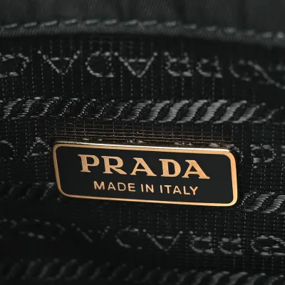 Prada Mini Re-Edition 1978 Bucket Bag Black Re-Nylon & Saffiano Leather Gold Hardware