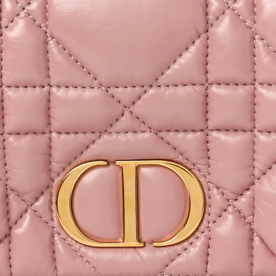 Dior Mini Caro Bag Rose Des Vents Macrocannage Calfskin Leather Gold Hardware