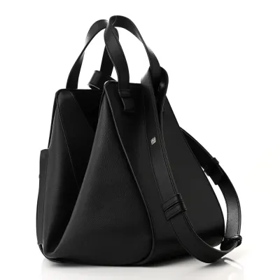 Loewe Hammock Shoulder Bag Small Black Calfskin Leather Silver Hardware