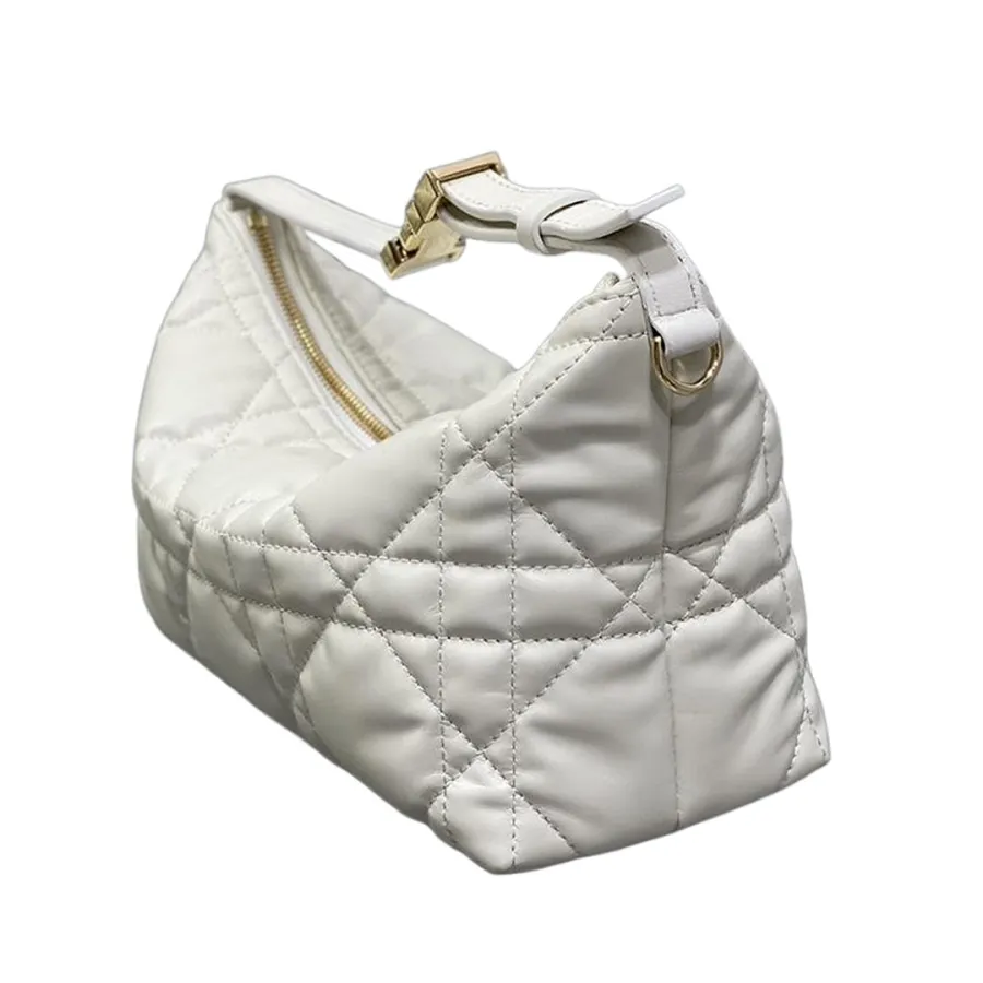 Dior Small D-Journey Bag in White Macrocannage Lambskin Gold Hardware