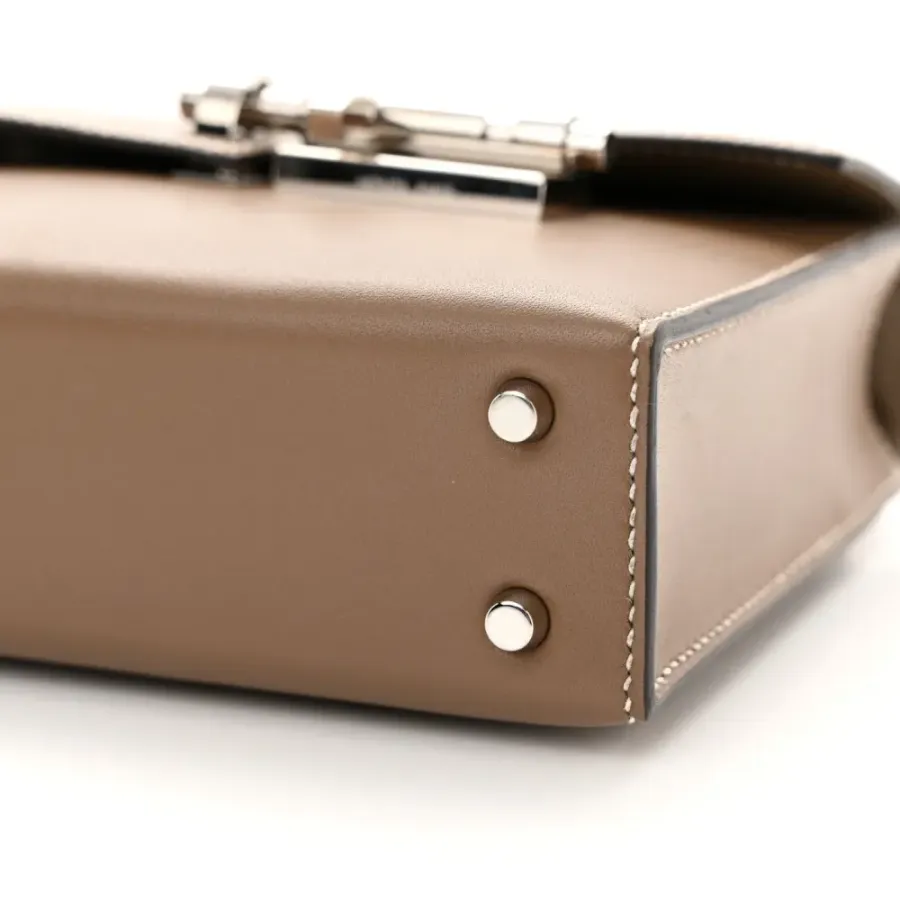 Hermès Mini Verrou Chaine Bag Étain Tadelakt Leather Palladium Silver Hardware