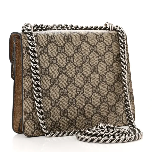 Gucci Mini Dionysus Shoulder Bag Taupe GG Supreme Monogram Canvas Aged Silver Hardware - Image 3