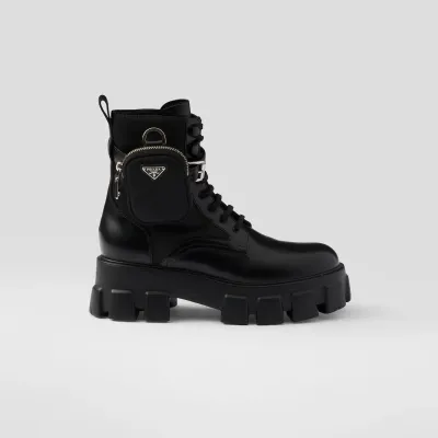 PRADA Black marbled leather boots (with bag)