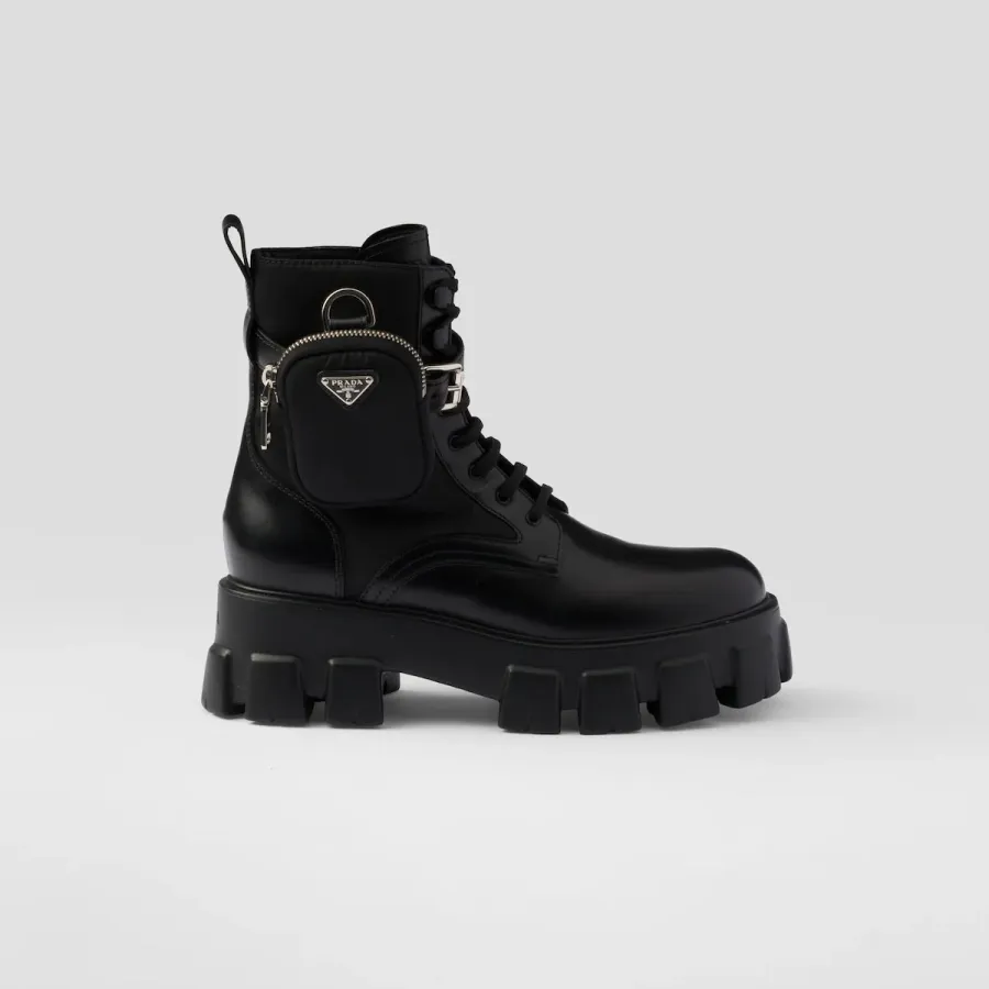 PRADA Black marbled leather boots (with bag)