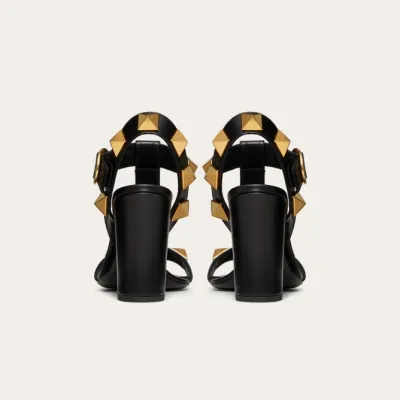 VALENTINO Rivet calfskin platform sandals (heel height 6cm)