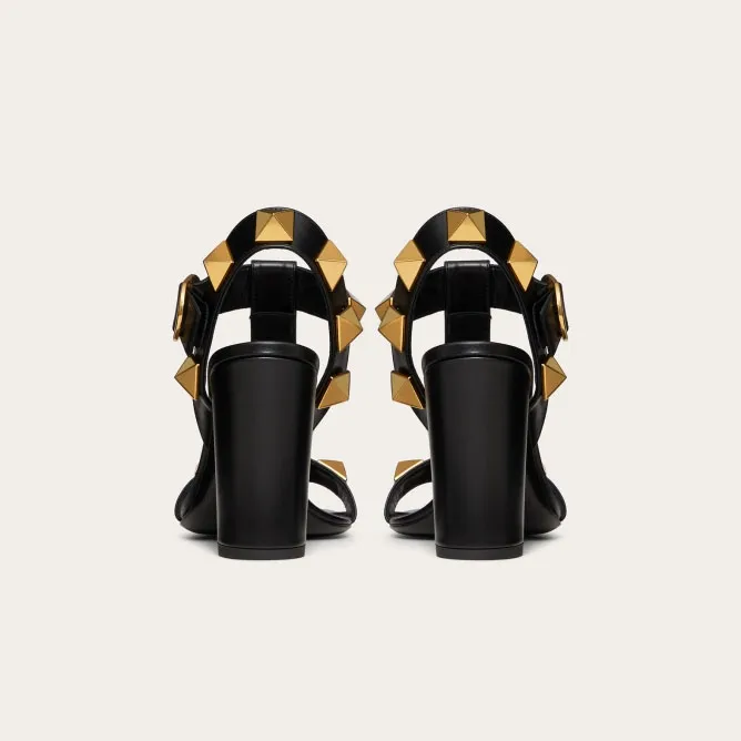 VALENTINO Rivet calfskin platform sandals (heel height 6cm)